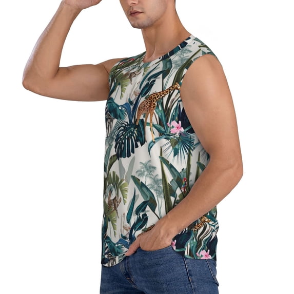Daiia Hawaiian Style Printed Men's Tank Tops,Casual Soft Sleeveless Gym Muscle Shirts Bodybuilding Tee-3X-Large