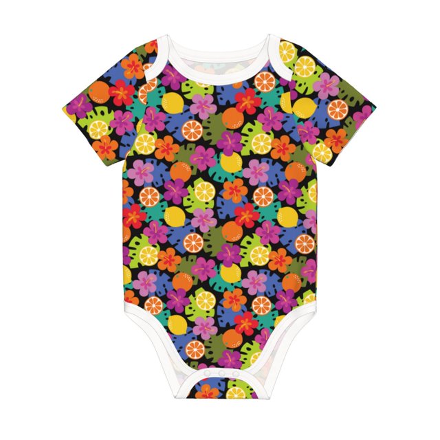 Daiia Hawaiian Style Printed UnisexBaby Short Sleeve Onesies Bodysuits