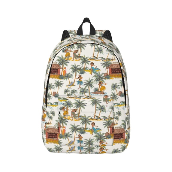 Daiia Hawaiian Style Vintage Canvas Backpack for Men and Women ,Hiking Backpack,Travel Laptop Bag for School,Large Capacity Backpack