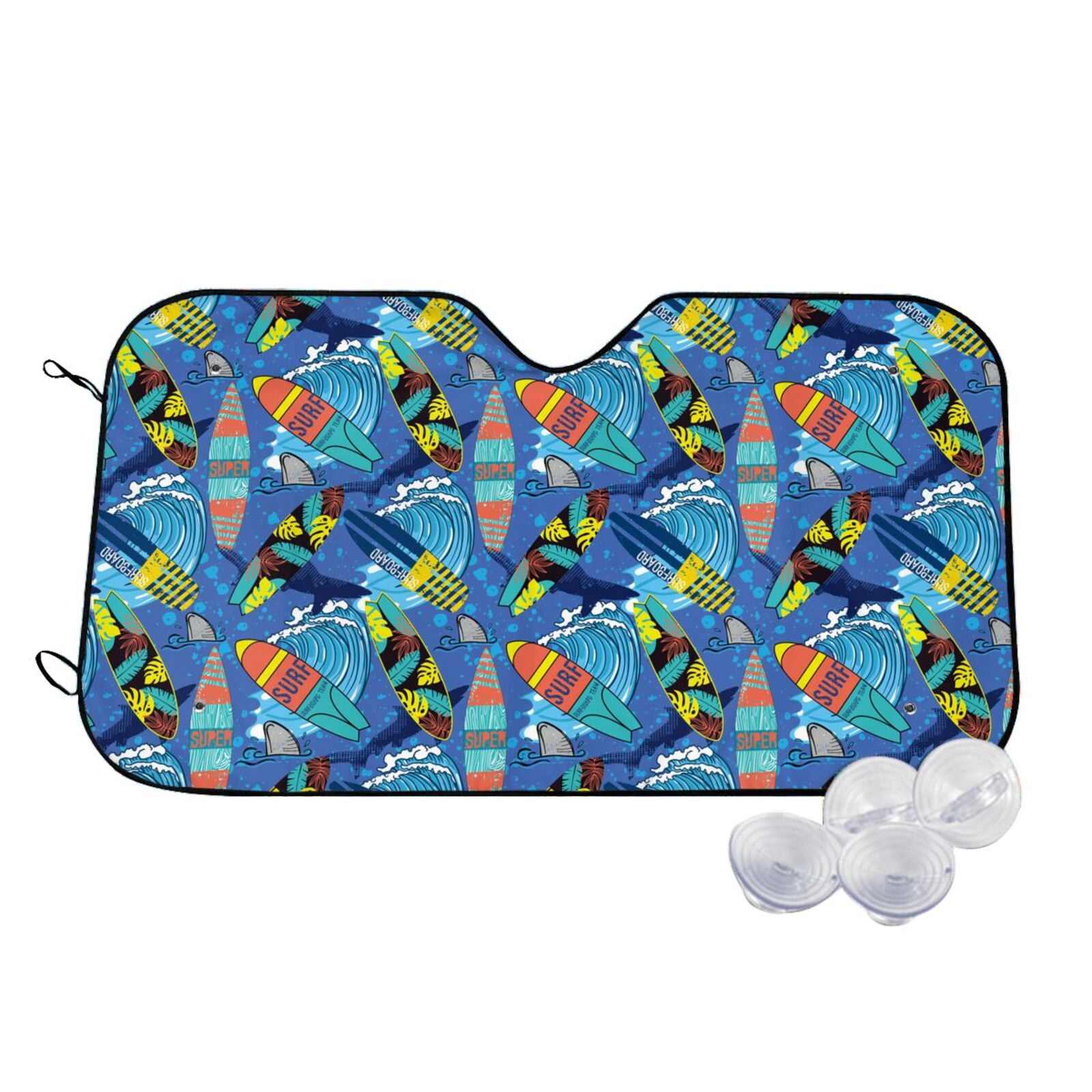 Flamingo Stripe Hawaiian Tropical Pattern Print Car Sun Shade
