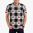 thumbnail image 1 of Daiia Heart Black Buffalo Plaid Gingham Pattern Men’s Polo Shirts,Solid Deck Shirt,Classic Fit, Breathable Cotton Polo for Casual and Sport Wear-XX-Large, 1 of 7