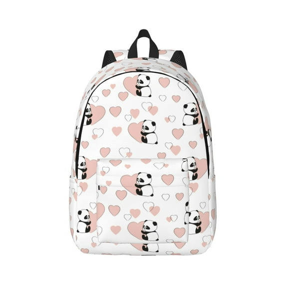 Daiia Heart Panda Vintage Canvas Backpack for Men and Women ,Hiking Backpack,Travel Laptop Bag for School,Large Capacity Backpack