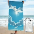 thumbnail image 1 of Daiia Heart Shaped Cloud Pattern Quick Dry Towel, Super Absorbent Travel Towel with Hanging Loop & Carabiner, Lightweight Compact Fast-Drying Microfiber Towel-31.5"x63", 1 of 8