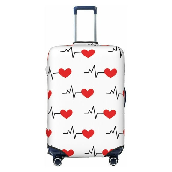 Daiia Heartbeat Symbol Luggage Cover, Thickened Washable Travel Luggage Covers, Elastic Unique Baggage Covers for 18-20 inch Luggage-Large