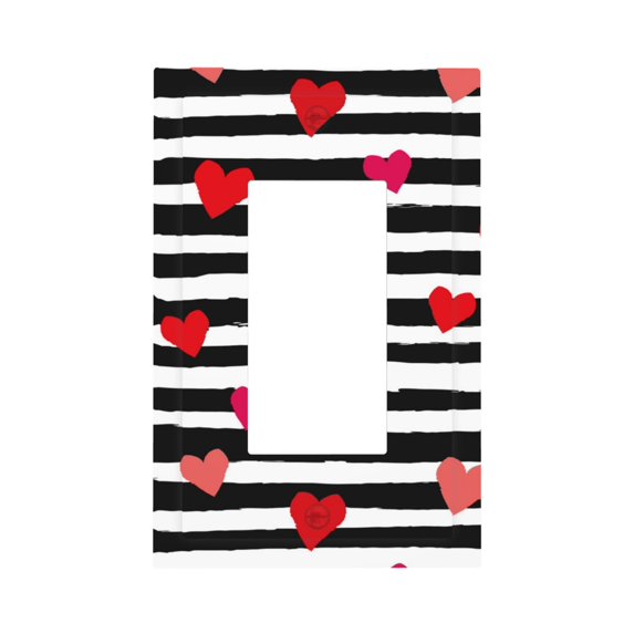 Daiia Hearts And Lines1 Pattern Decorator Wall Plate Child Safe Outlet Cover, Switch and Outlet Covers,Size 1-Gang 5.0" x3.0" , Polycarbonate Thermoplastic-Style U