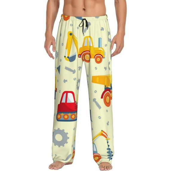 Daiia Heavy Equipment Men's Sleep Pant with Pockets and Drawstring,Pajama Pants-Medium