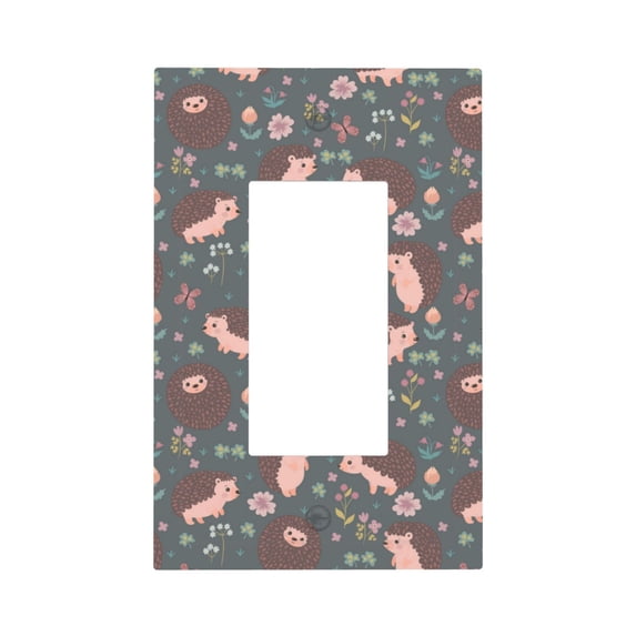 Daiia Hedgehogs and Flowers1 Pattern Decorator Wall Plate Child Safe Outlet Cover, Switch and Outlet Covers,Size 1-Gang 5.0" x3.0" , Polycarbonate Thermoplastic-Style U