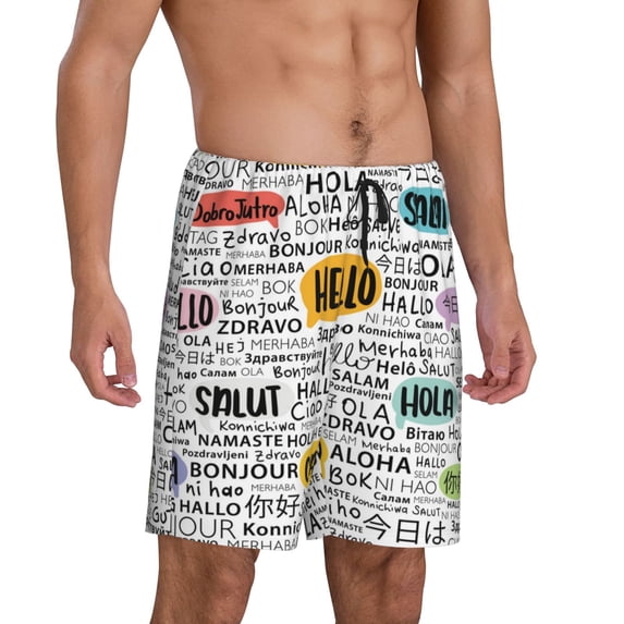 Daiia Hello Mens Woven Stretch Pajama Short,Short Pajama Pants-3X-Large