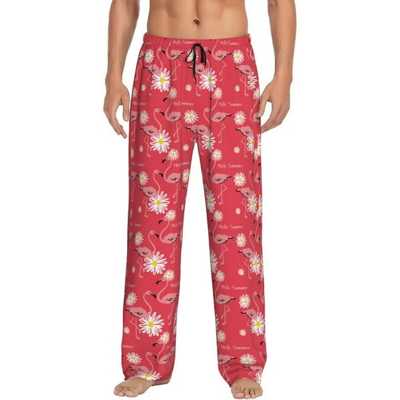 Daiia Hello Summer Flamingo Men's Sleep Pant with Pockets and Drawstring,Pajama Pants-XX-Large