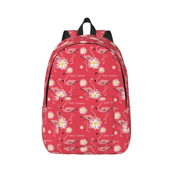 Daiia Hello Summer Flamingo Vintage Canvas Backpack for Men and Women ,Hiking Backpack,Travel Laptop Bag for School,Large Capacity Backpack