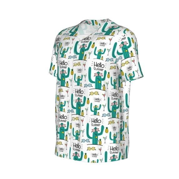 Daiia Hello Summer Mens Baseball Jersey Button Down Shirts Short Sleeve Sports Uniforms-4X-Large