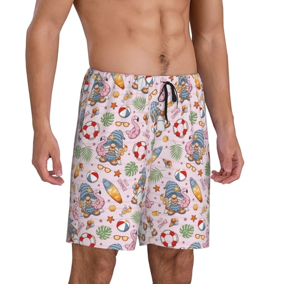 Daiia Hello Summer With Gnome Mens Woven Stretch Pajama Short,Short Pajama Pants-XX-Large