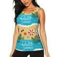 thumbnail image 1 of Daiia Hello Summer1 Printed Womens Workout Tops for Women Quick-dry Tank Tops Mesh Yoga Shirts Athletic Running Tank Tops Sleeveless Gym Clothes-Large, 1 of 7