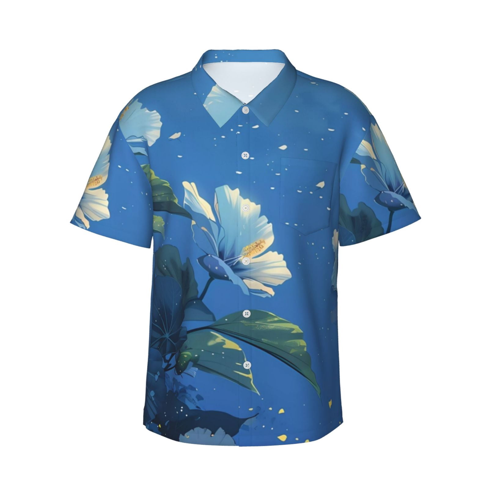 Tropical Hibiscus Floral Hawaiian Print Men's Short Sleeve Shirt