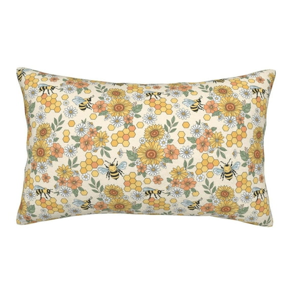 Daiia Hippie Bee Honeycomb Bedding Waterproof Pillow Protector Zippered Queen – Bed Bug Proof Pillow Encasement-14"x20"