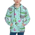thumbnail image 1 of Daiia Hippo With Flamingos And Crocodiles for Boys Fashion Hoodies & Sweatshirts with Kangaroo Pocket,Hooded Sweatshirt for Kid, Breathable& Moisture Wicking-Medium, 1 of 6