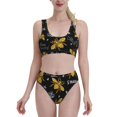 thumbnail image 1 of Daiia Hohey Bee Golden Embroidery printed 2 piece Swimsuit Bikinis for Women High Waisted Racerback Bathing Suits Summer Tummy Control Scoop Neck Swimwear-Medium, 1 of 8