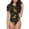 thumbnail image 1 of Daiia Hohey Bee Golden Embroidery Women'S Crew Neck Short Sleeve Slim Fit T Shirts Tops Basic Bodysuit Leotard Clothing-Medium, 1 of 9