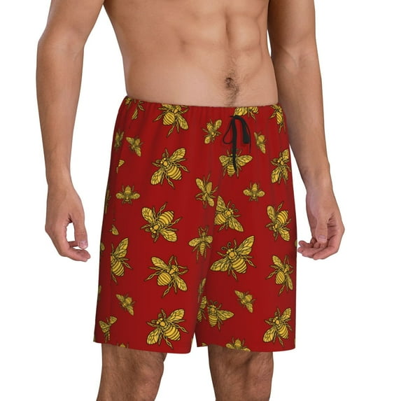 Daiia Hohey Bee Golden Mens Woven Stretch Pajama Short,Short Pajama Pants-X-Large