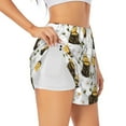 thumbnail image 1 of Daiia Honey Bee Insect Pattern Women's 2 in 1 Running Shorts - Lightweight Athletic Workout Gym Yoga Shorts Liner with Phone Pockets-XX-Large, 1 of 7