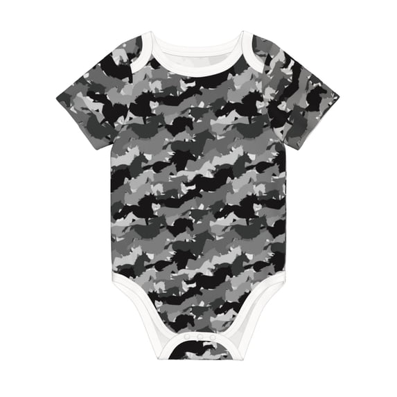 Daiia Horse Silhouette Printed Unisex-Baby Short Sleeve Onesies Bodysuits Baby Climbing Clothes Soft and Comfortable Romper with Expandable Shoulder Design-9M