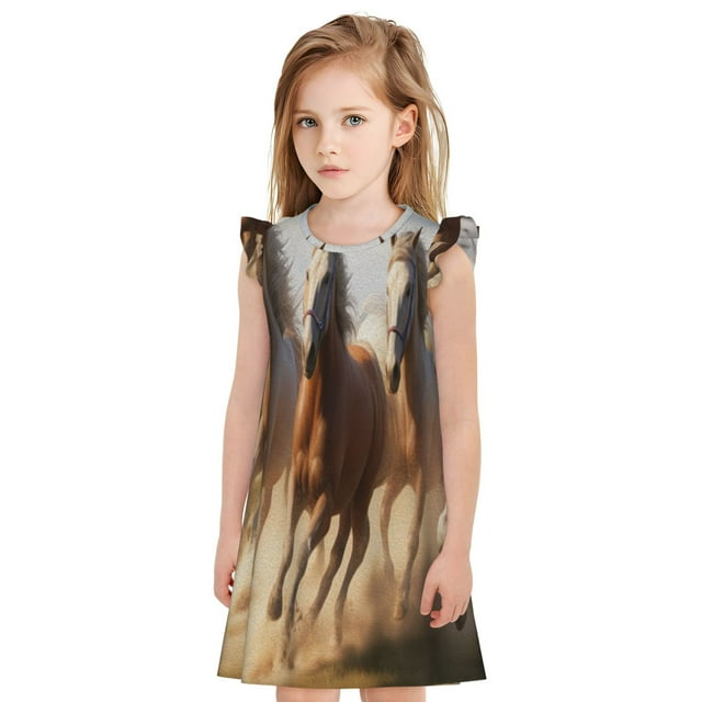 Daiia Horses running Print Girls Nightgowns, Unicorn Nightgown Princess ...