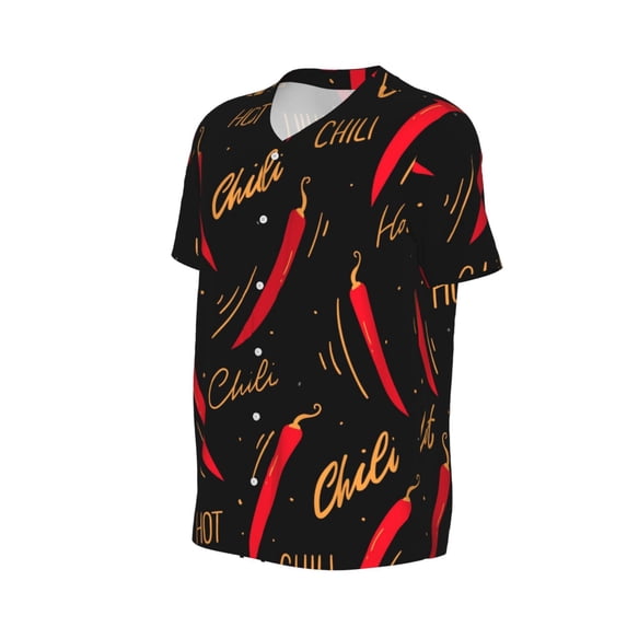 Daiia Hot Chili Mens Baseball Jersey Button Down Shirts Short Sleeve Sports Uniforms-4X-Large