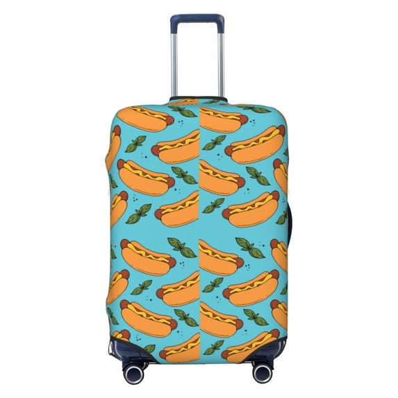Daiia Hot Dog 5 Luggage Cover, Thickened Washable Travel Luggage Covers, Elastic Unique Baggage Covers for 18-20 inch Luggage-Medium
