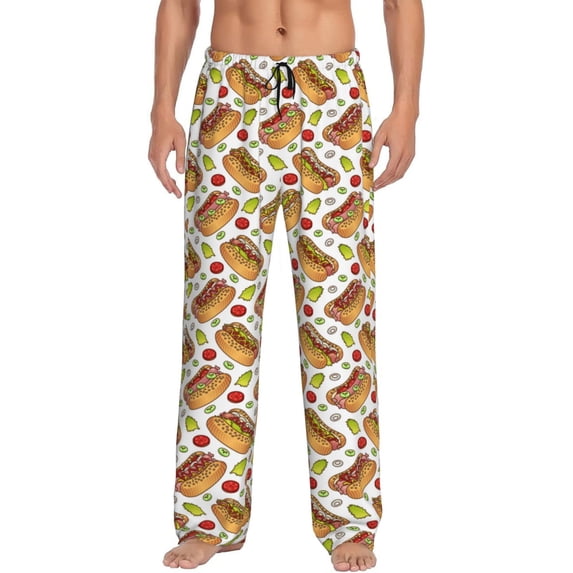 Daiia Hot Dog 7 Men's Sleep Pant with Pockets and Drawstring,Pajama Pants-Large