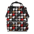 thumbnail image 1 of Daiia Houndstooth Green Red Large Capacity Baby Bag Waterproof Stylish Diaper Bag Mummy Backpack Adjustable Straps Diaper BagBaby Essentials Bag, 1 of 6