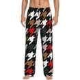 thumbnail image 1 of Daiia Houndstooth Green Red Men's Sleep Pant with Pockets and Drawstring,Pajama Pants-Large, 1 of 9
