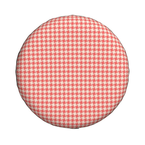 Daiia Houndstooth With Red And White Tire Covers , Travel Trailer Camper Truck SUV Motorhome Waterproof Wheel Cover, Sun Rain Snow Protector-14 inch