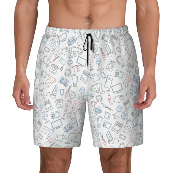 Daiia Household Appliances Mens Swim Trunks Swim Shorts Quick Dry Swim Shorts with Mesh Lining Pockets-Small