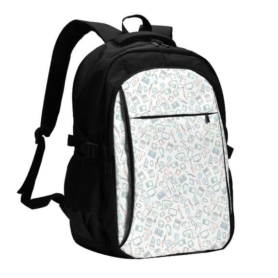 Daiia Household Appliances Pattern USB Charging Backpack for Men and Women, Anti-Theft Backpack,Travel Backpack,School Backpack,College Backpack,Laptop Backpack