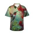 thumbnail image 1 of Daiia Hummingbird Floral Paradise Hawaiian Shirt for Men Gentle Cotton Regular Short Sleeve Casual-Large, 1 of 9