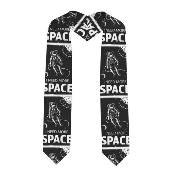 Daiia I Need More Space Pattern Graduation Shawl Stole – Satin Graduation Stole Academic Stole Non-Slip Design-Sharp Corner