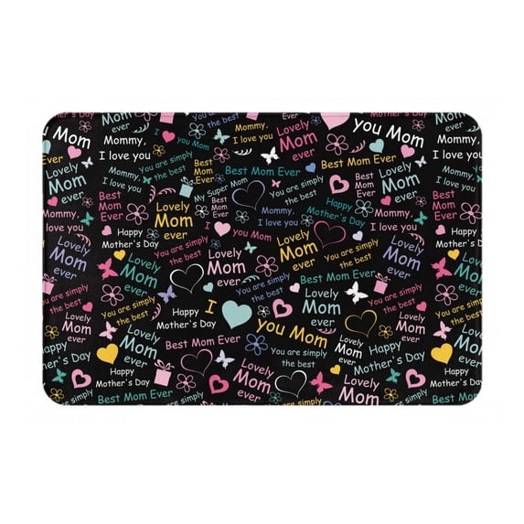 Daiia I love you Mom Front Door Mat, Heavy Duty Durable Welcome Mat for Outdoor Indoor, Dirt Trapper Waterproof Super Absorbent Door Mat, 16" x 24"