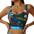 thumbnail image 1 of Daiia Ice Blue Ocean Sea Turtle Printed Women's Sports Bra, Breathable Activewear Bra with U-Back Design and Removable Pads, Comfortable and Supportive for Yoga, Workout-Large, 1 of 8