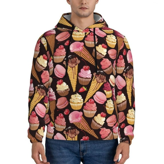 Daiia Ice Cream Cake for Men's Fashion Hoodies & Sweatshirts with Kangaroo Pocket Hooded Sweatshirt Breathable & Moisture Wicking-Large