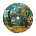 thumbnail image 1 of Daiia Impressionist Village Sky Drawing Merry Christmas Tree Skirt , Xmas Large Lace-up Tree Skirt, Santa Snowflakes Rustic Home Decorations New Year Party Farmhouse Decor-48", 1 of 6