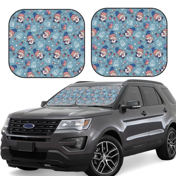 Daiia Independence With Gnome 2PCS Car Windshield Sun Shade, Foldable Sun Shield for Car Front Window, Auto Sun Blocker Visor Protector Universal for Truck SUV Pickup-Small