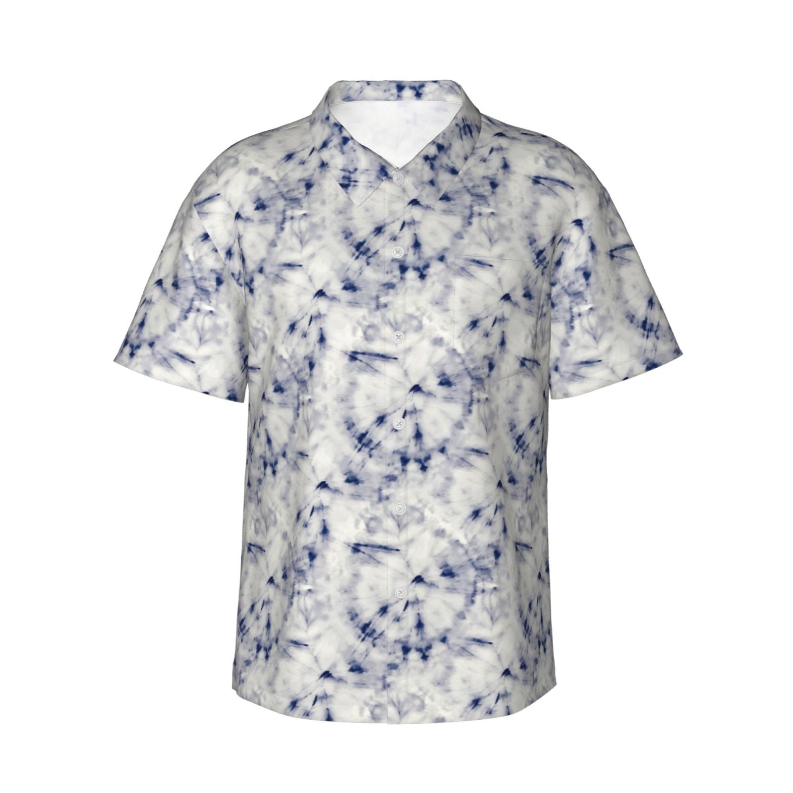 Daiia Indigo Tie Dye Hawaiian Shirt for Men Gentle Cotton Regular 