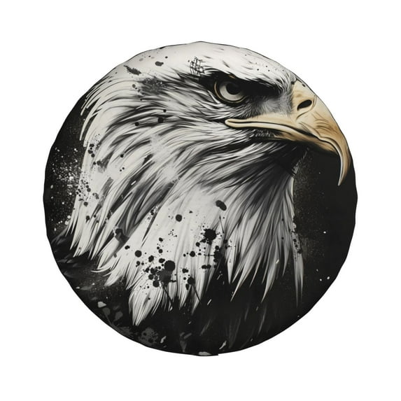 Daiia Ink Style Bald Eagle Tire Covers , Travel Trailer Camper Truck SUV Motorhome Waterproof Wheel Cover, Sun Rain Snow Protector-14 inch