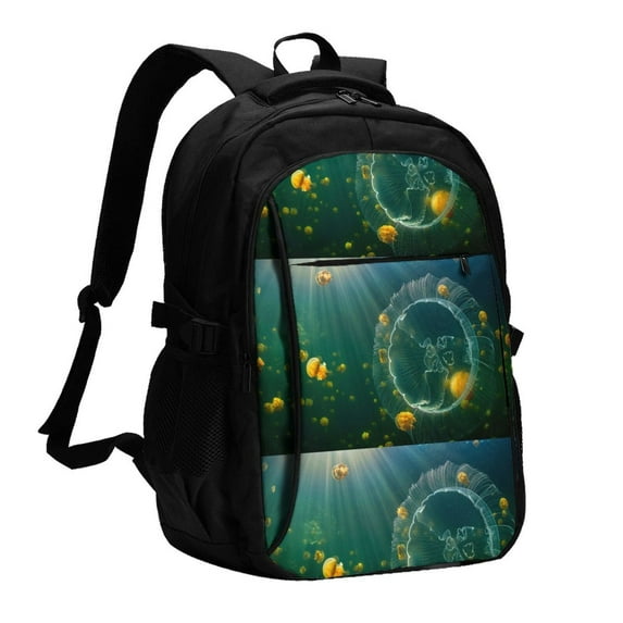 Daiia Jelly Fish Pattern USB Charging Backpack for Men and Women, Anti-Theft Backpack,Travel Backpack,School Backpack,College Backpack,Laptop Backpack