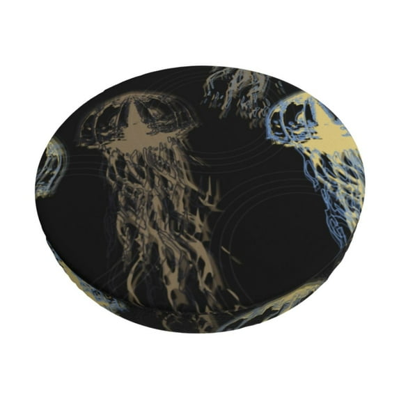 Daiia Jellyfish Stool Covers Round,Round Bar Stool Covers Waterproof Bar Chair Covers Washable Stool Cushion Slipcover for 12-14 Inch Chair-14 inch