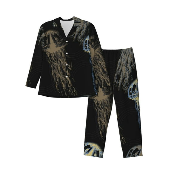Daiia Jellyfish for Men's Long-Sleeved Pajama Set – Soft & Comfortable Sleepwear Button-Up Pajamas Cozy Lounge Wear-Medium