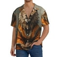 thumbnail image 1 of Daiia Jungle Meditating Lion Men's Linen Shirts Short Sleeve Casual Shirts Button Down Shirt for Men Beach Summer Wedding Shirt-Medium, 1 of 6