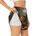thumbnail image 1 of Daiia Jungle Meditating Lion Pattern Women's 2 in 1 Running Shorts - Lightweight Athletic Workout Gym Yoga Shorts Liner with Phone Pockets-Medium, 1 of 7