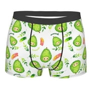 Daiia Kawaii Avocado Men's Underwear Boxer Briefs, Cotton Stretch Moisture-Wicking Underwear-Small