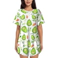 thumbnail image 1 of Daiia Kawaii Avocado Pattern Womens Pajama Sets Short Sleeve Pajamas for Women Sets Soft Lounge Sets Casual Round Neck Sleepwear PJS-Small, 1 of 7